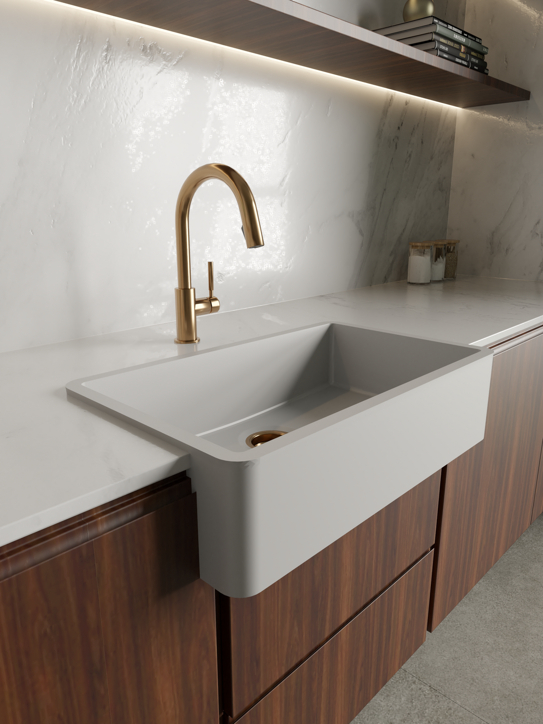 Cuba Cozinha Farm Sink 75cm em Ssm Corian - Corrieri Brasil