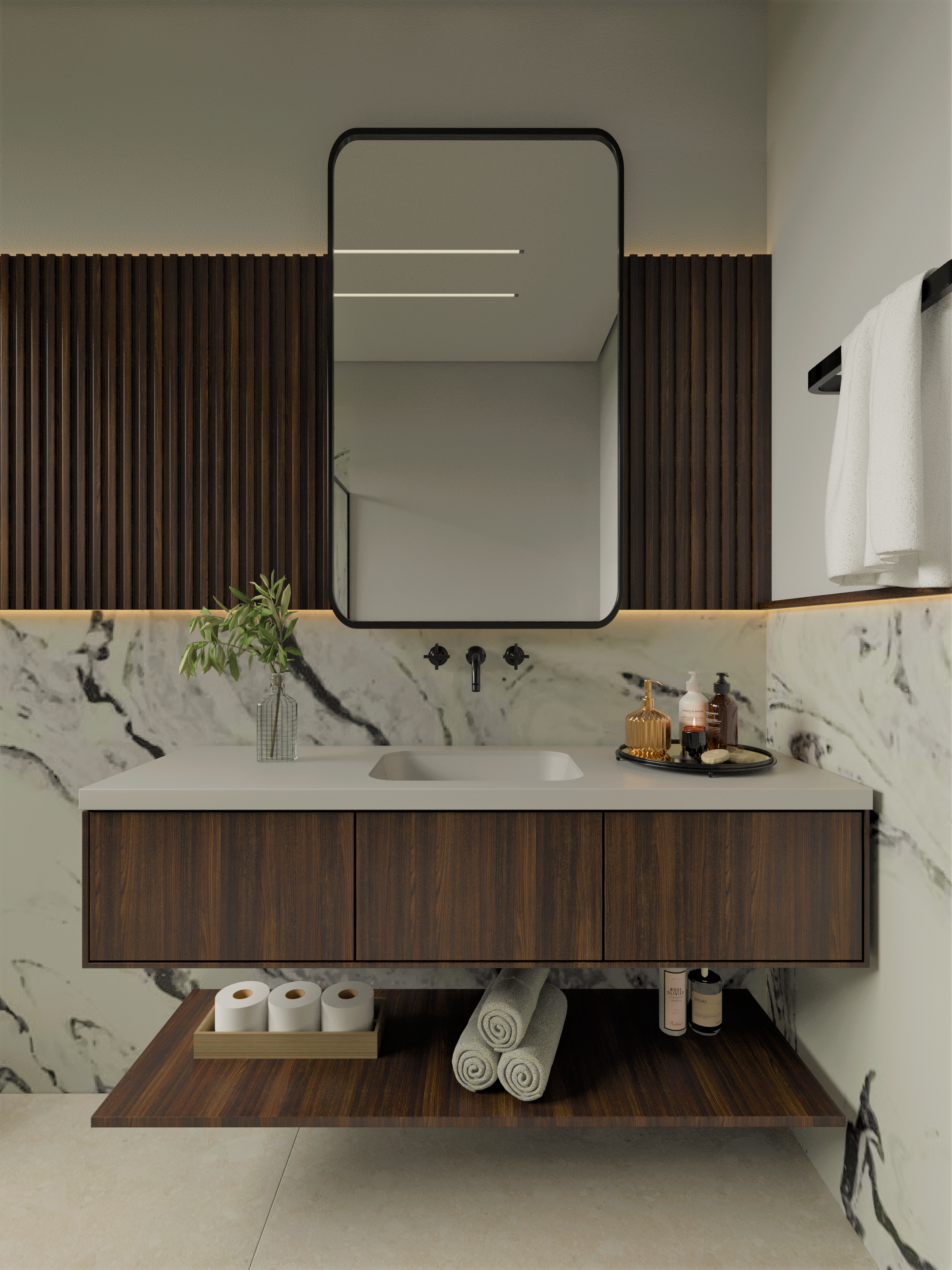 Bancada Banheiro Com Cuba Em Ssm Corian 130cm - Corrieri Brasil