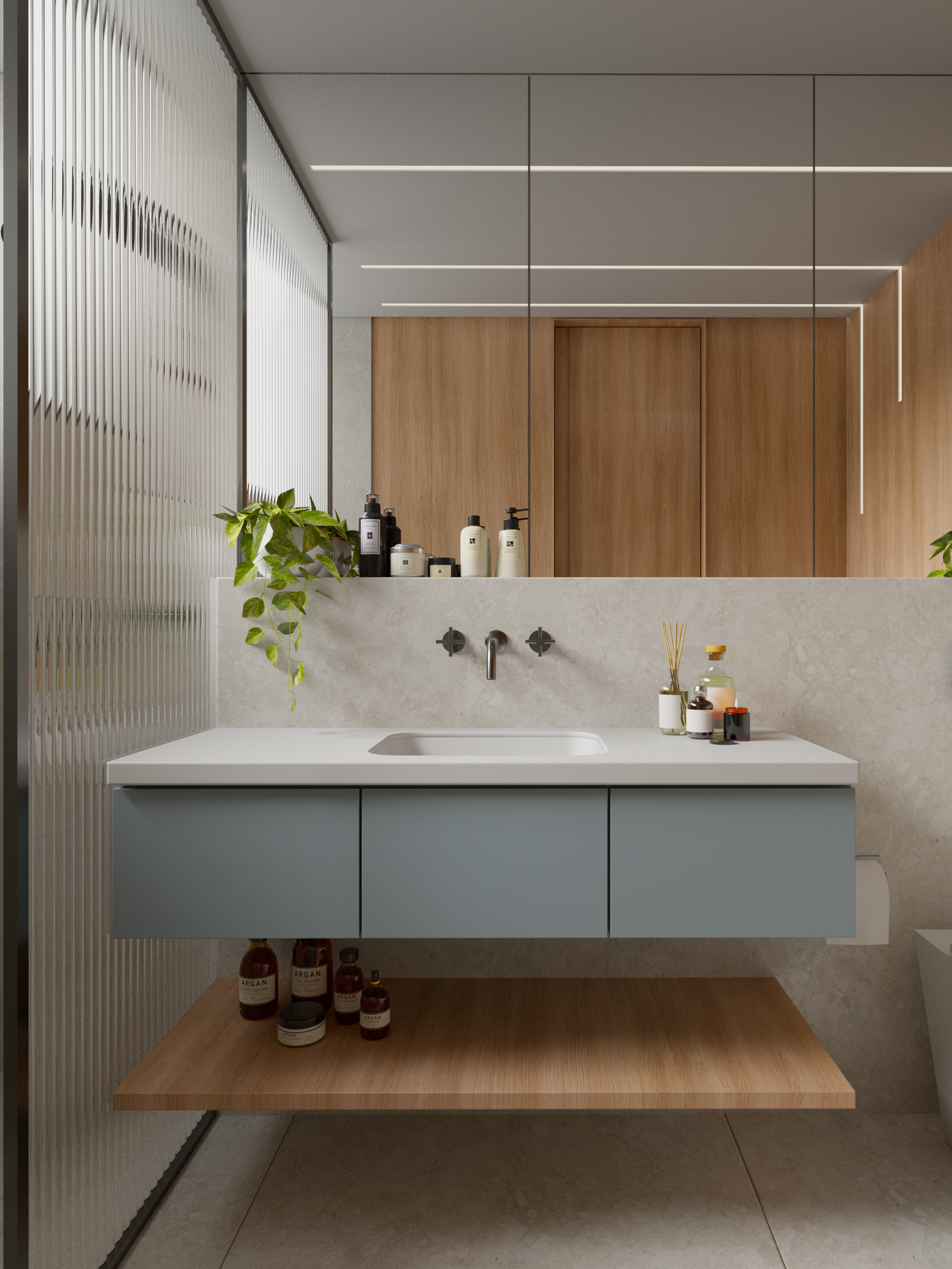 Bancada Para Banheiro Com Cuba Em Ssm Corian 150cm - Corrieri Brasil