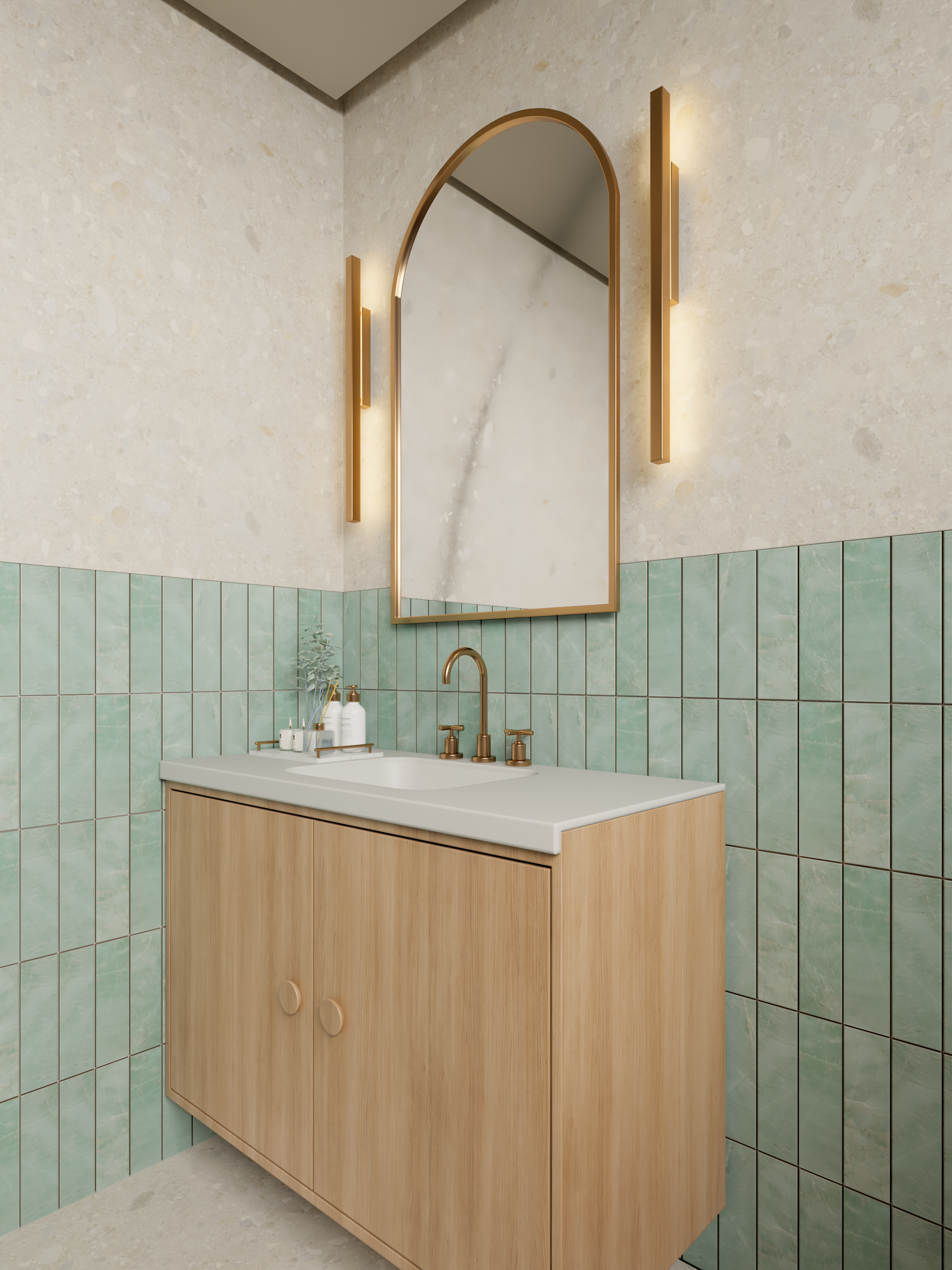 Bancada de Banheiro com Cuba em SSM Corian 110cm - Corrieri Brasil