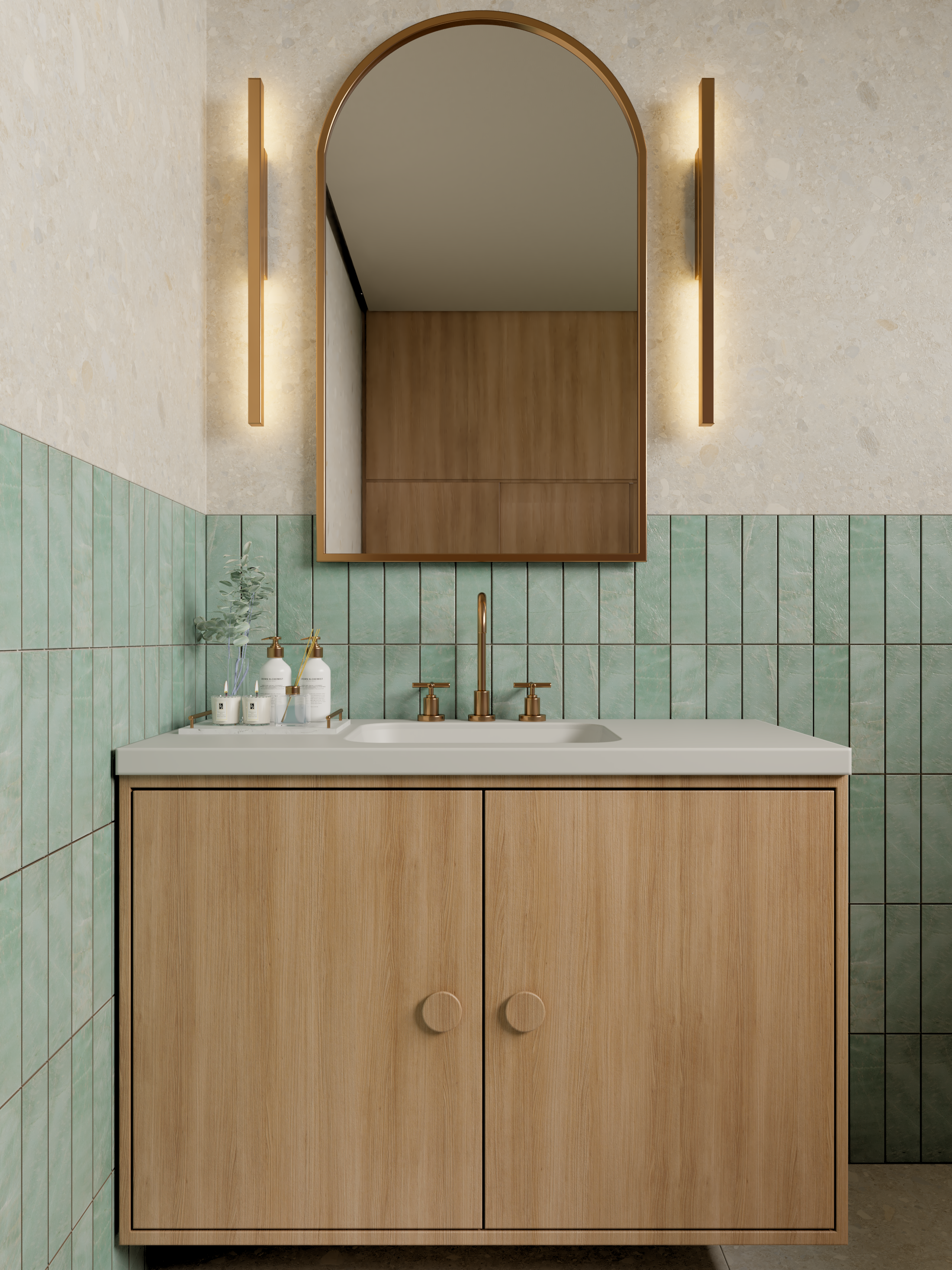 Bancada de Banheiro com Cuba em SSM Corian 110cm - Corrieri Brasil