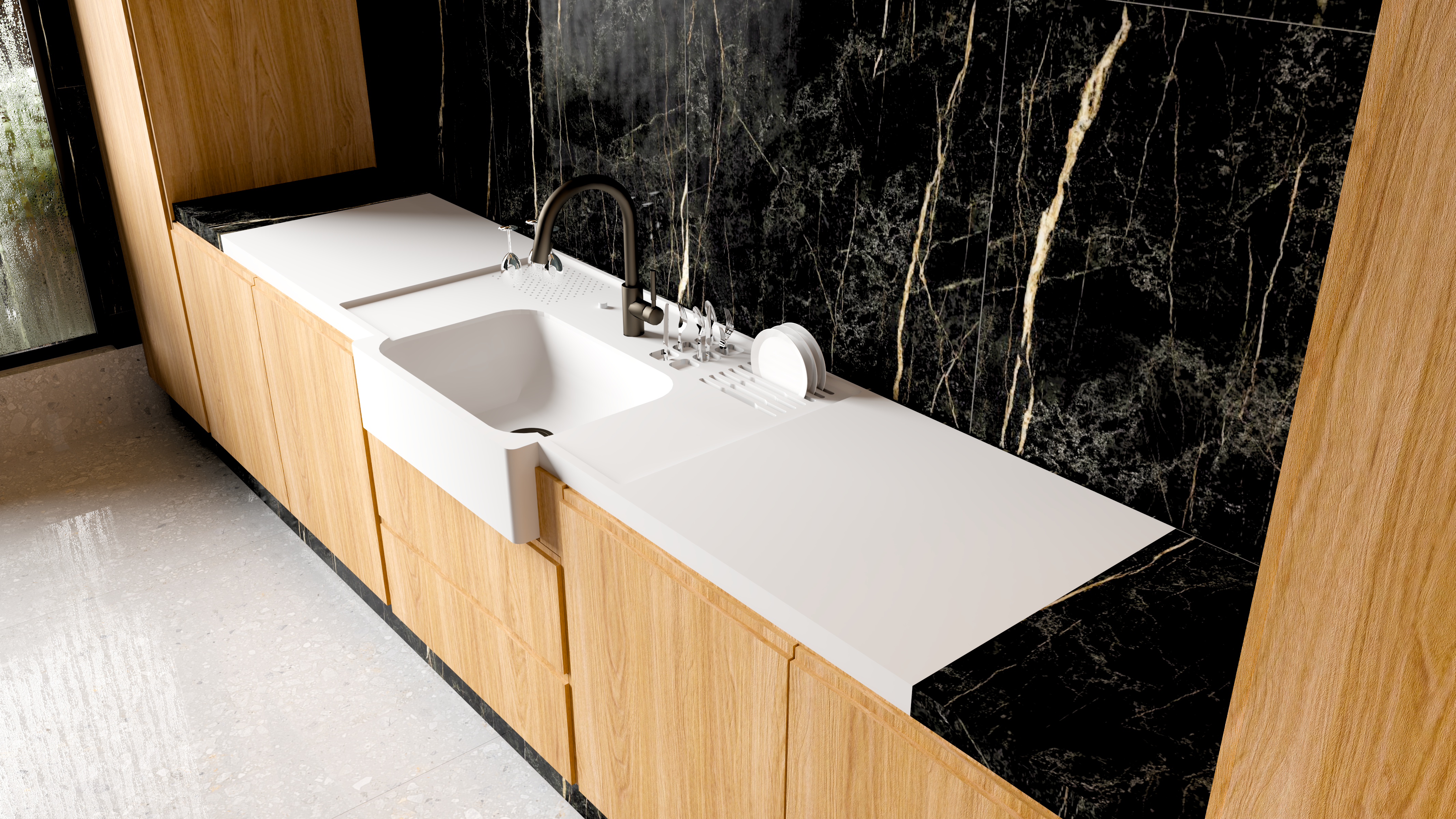 Bancada para Cozinha em SSM Corian - 250cm - Corrieri Brasil