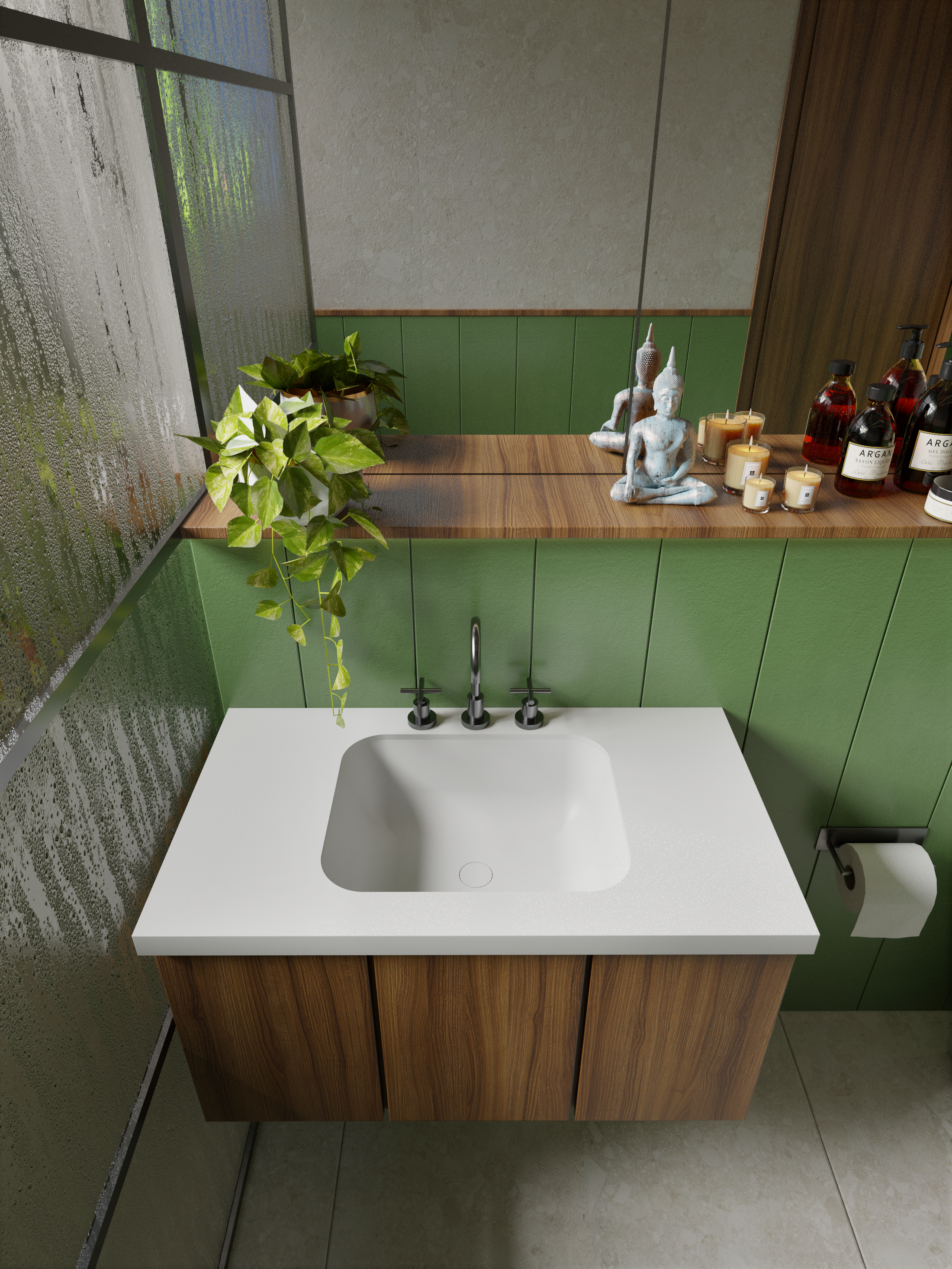 Bancada Banheiro Com Cuba Em Ssm Corian 90cm - Corrieri Brasil