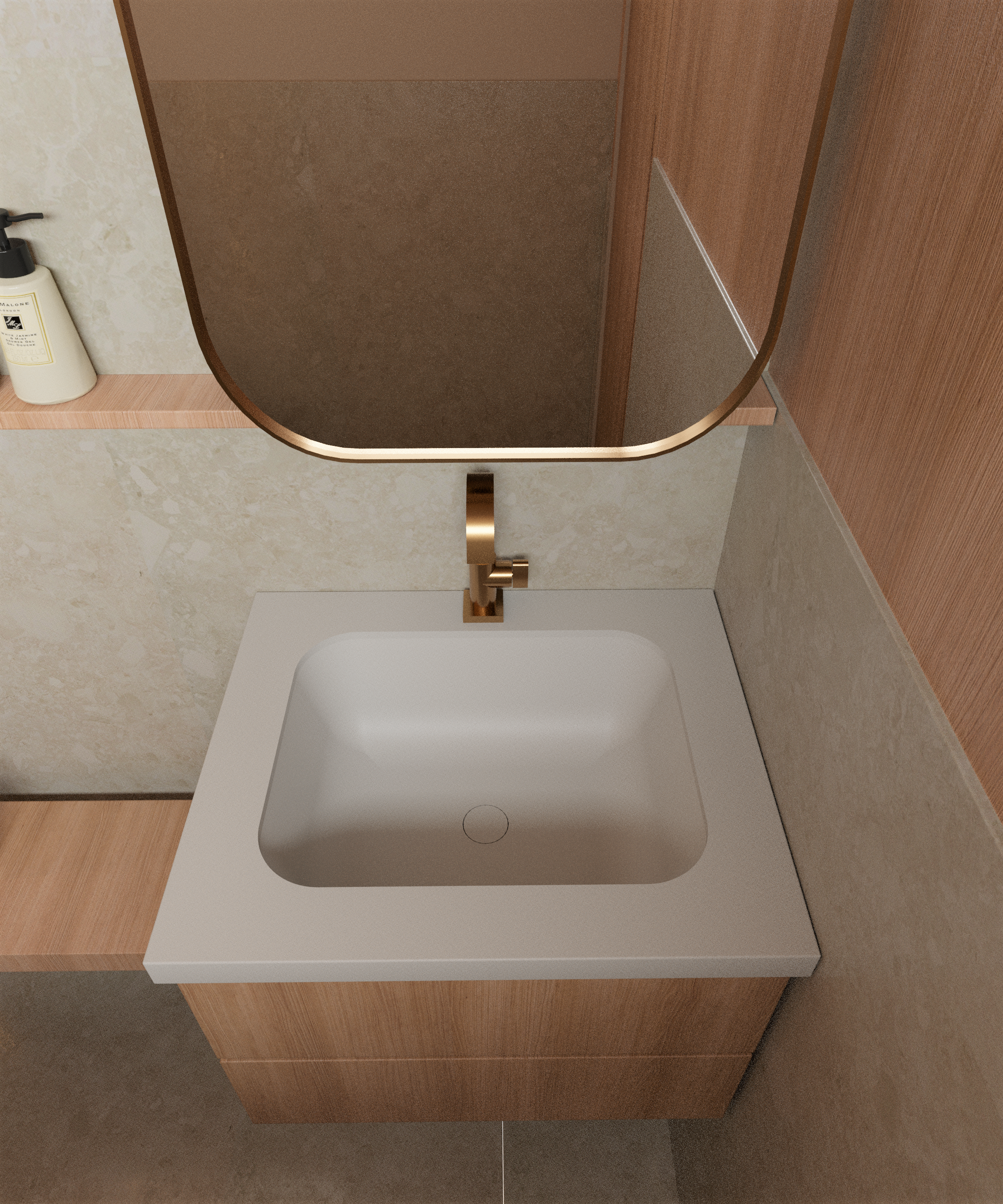 Bancada Para Banheiro Com Cuba Em Ssm Corian 60cm - Corrieri Brasil