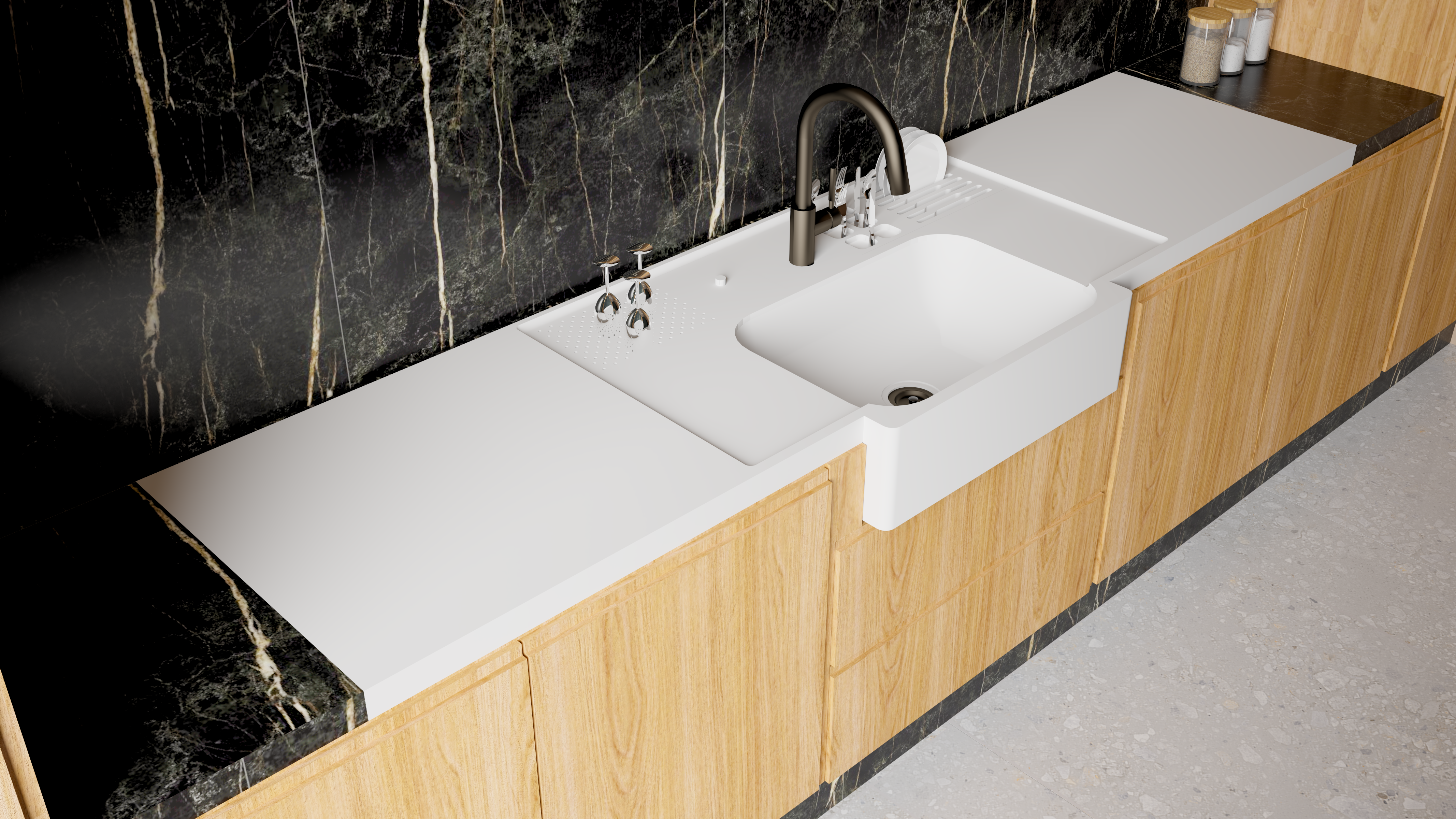 Bancada para Cozinha em SSM Corian - 250cm - Corrieri Brasil