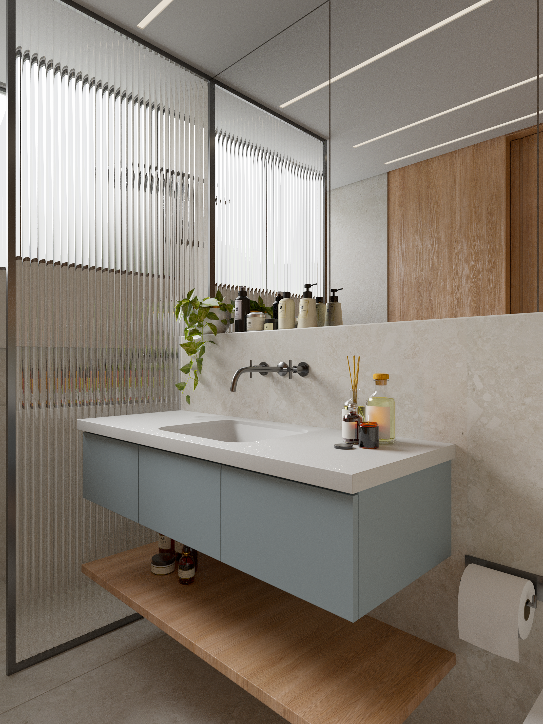 Bancada Para Banheiro Com Cuba Em Ssm Corian 150cm - Corrieri Brasil