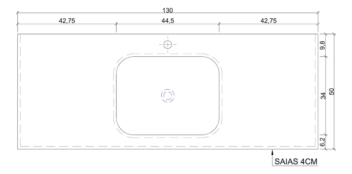 Bancada Banheiro Com Cuba Em Ssm Corian 130cm - Corrieri Brasil