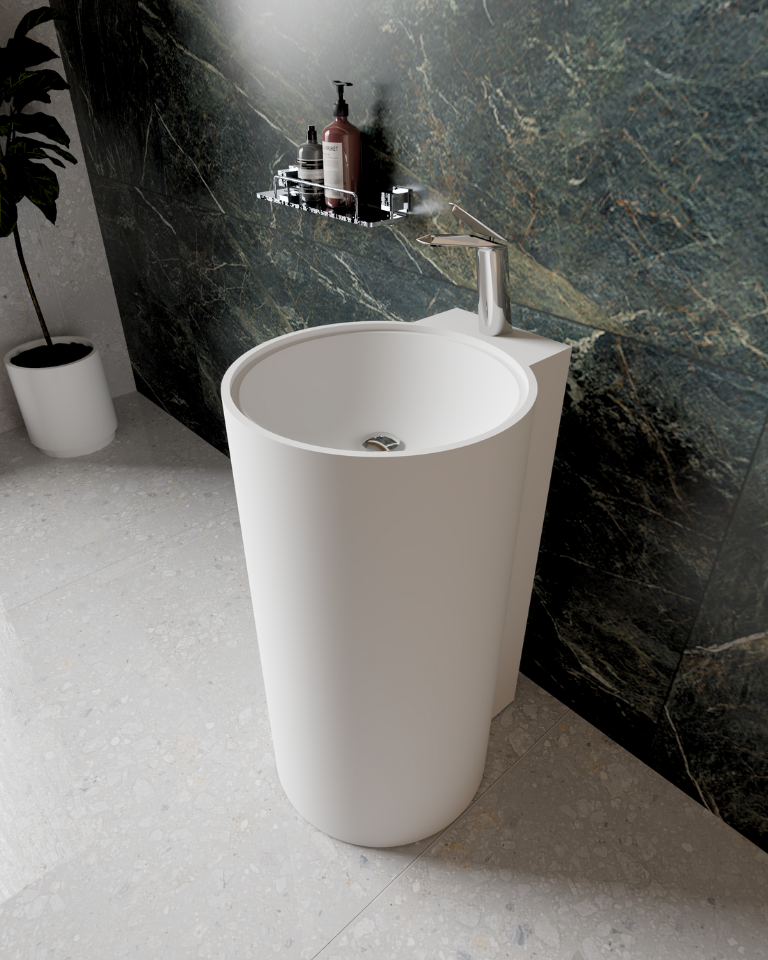 Cuba de Piso em Corian®: Design Escultural e Luxo para Seu Banheiro