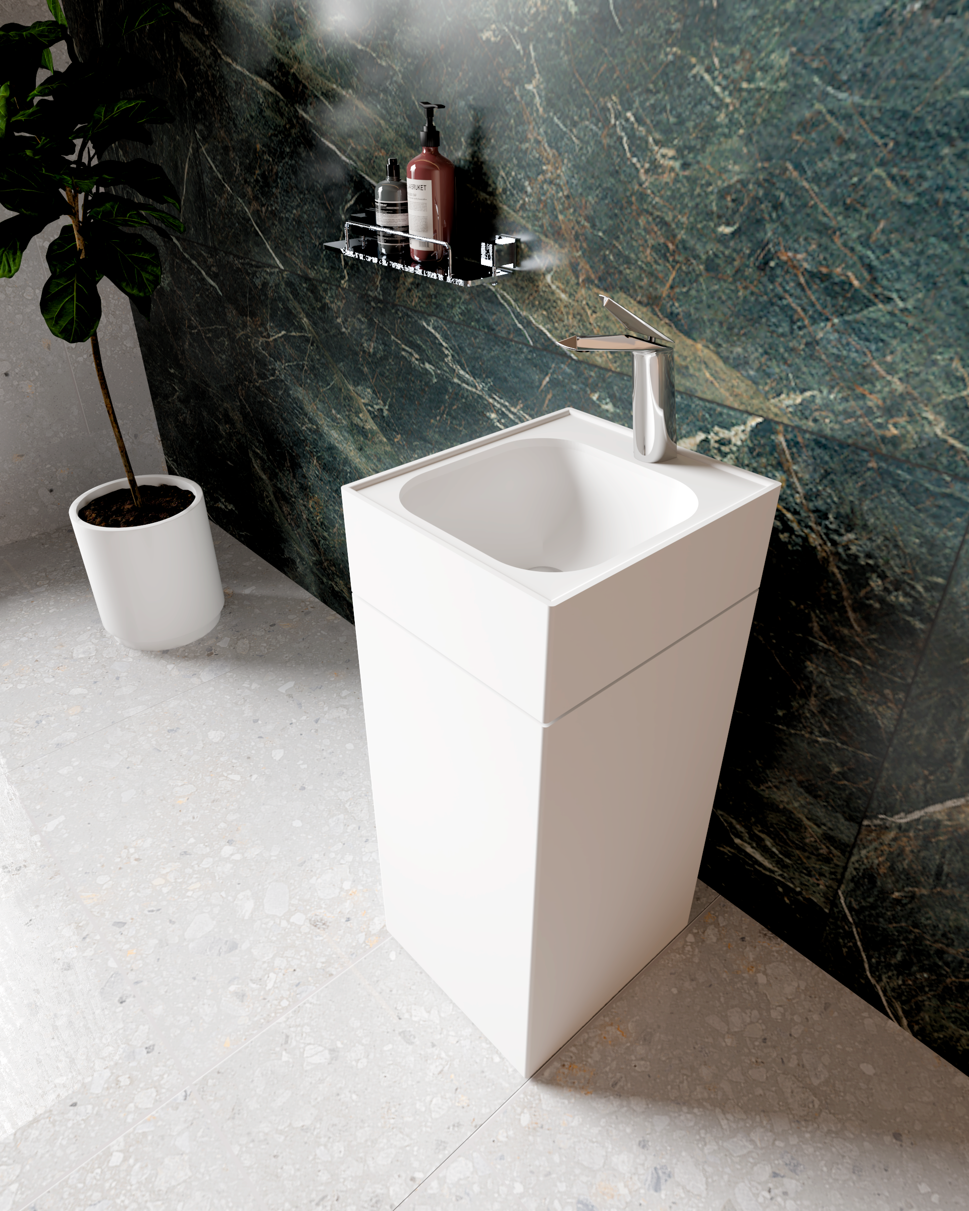 Cuba De Piso Quadrada Em Corian - Corrieri Brasil