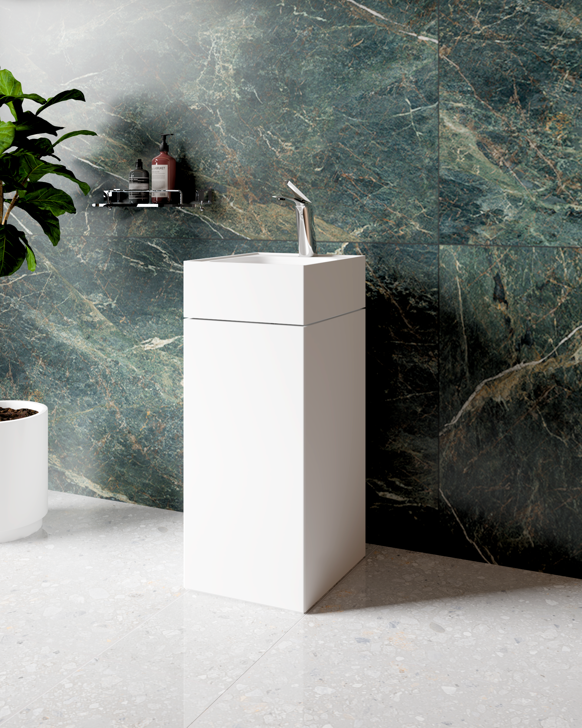 Cuba De Piso Quadrada Em Corian - Corrieri Brasil