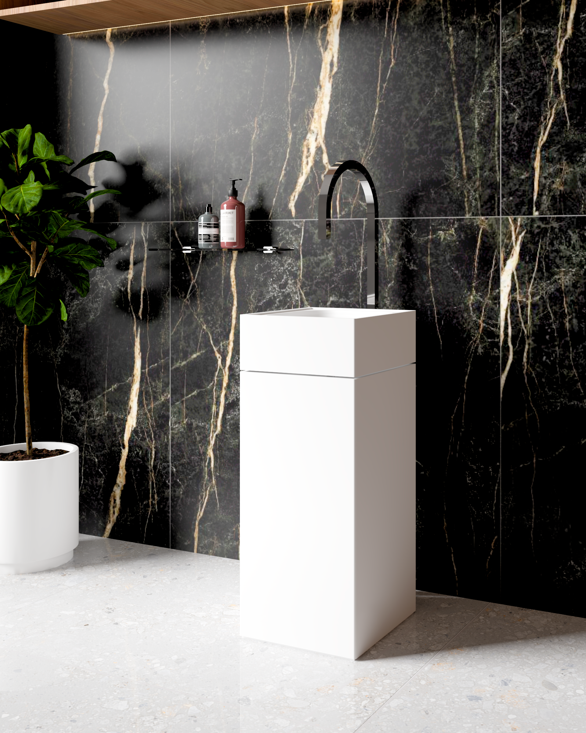 Cuba De Piso Quadrada Em Corian - Corrieri Brasil