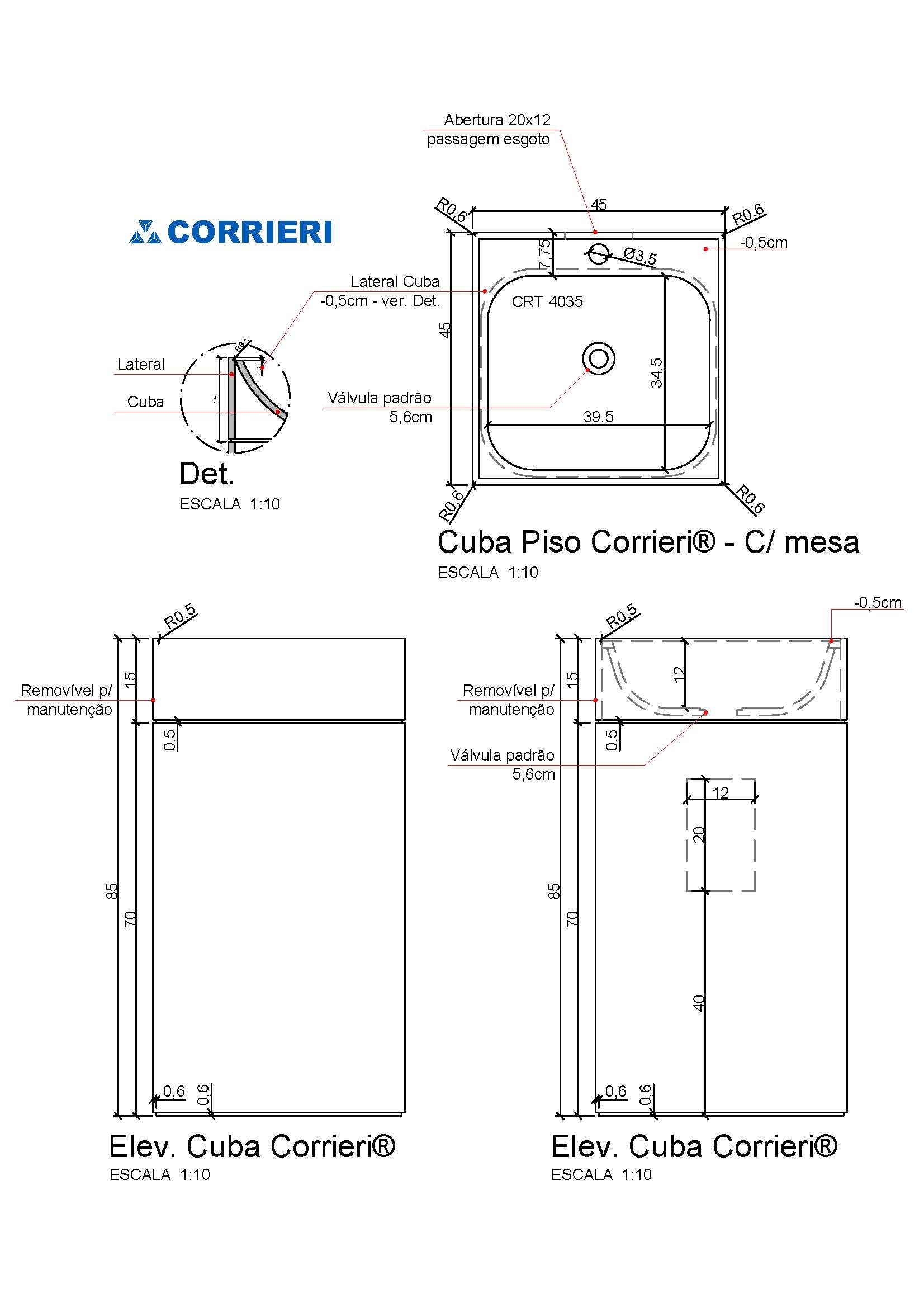 Cuba De Piso Quadrada Em Corian - Corrieri Brasil
