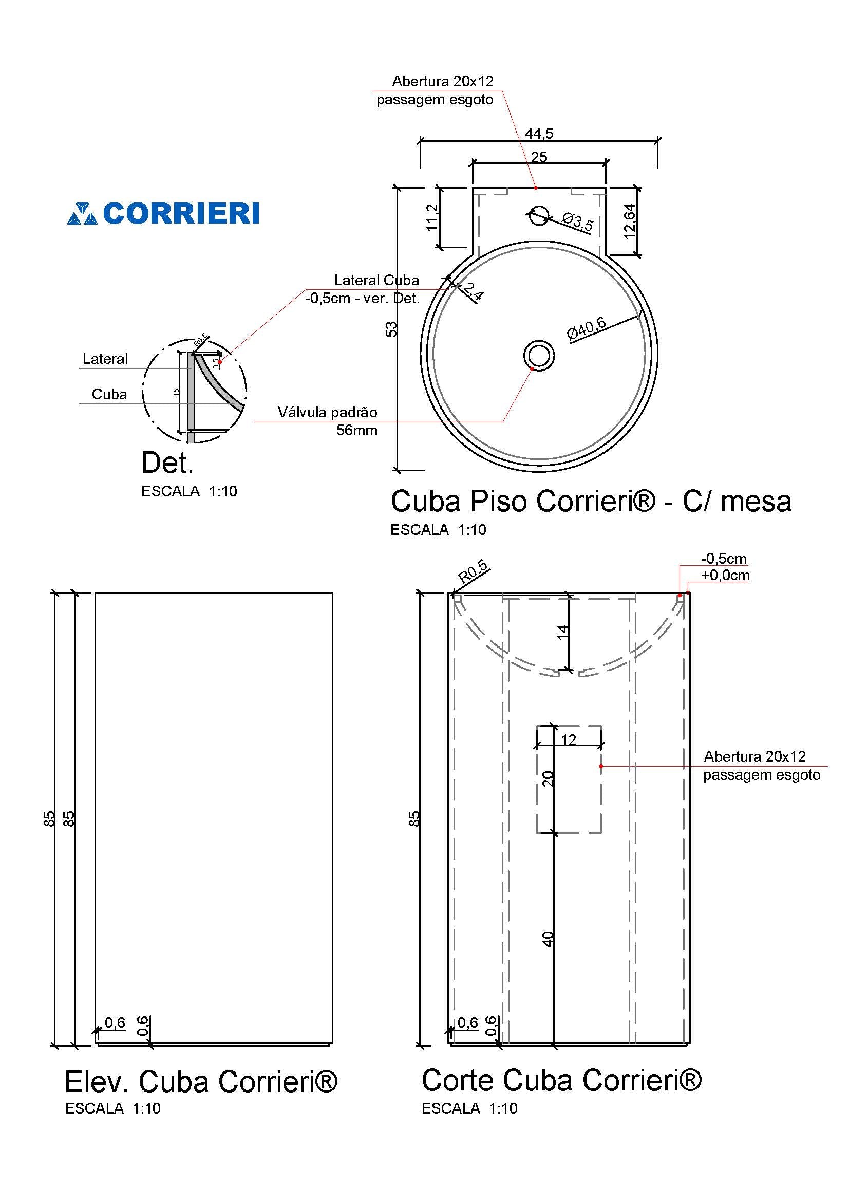 Cuba De Piso Redonda Em Corian - Corrieri Brasil