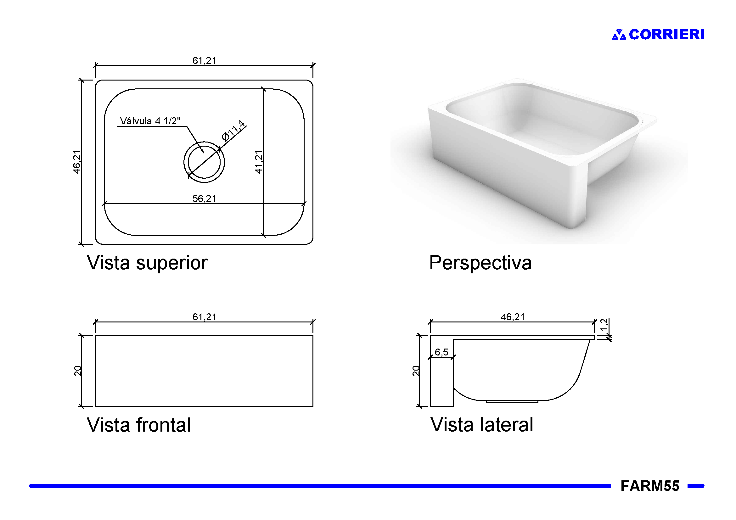 Farm Sink Avental 55x40 - Corrieri Brasil