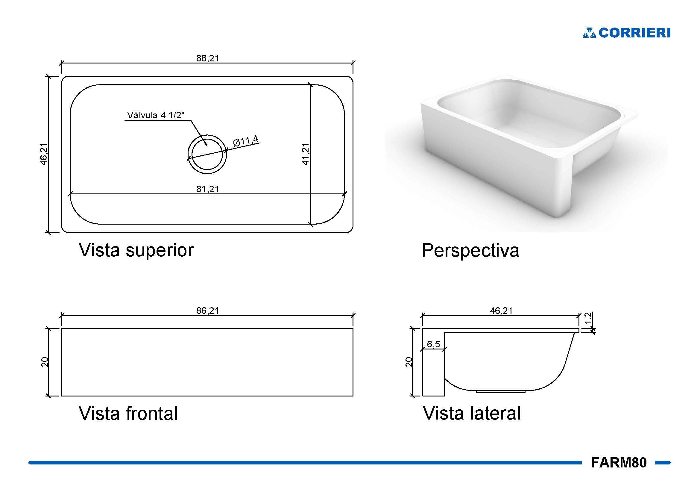Cuba Cozinha Farm Sink 80cm em Ssm Corian - Corrieri Brasil